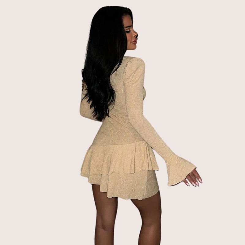 Elegantes Emma-Minikleid mit Rüschen und V-Ausschnitt