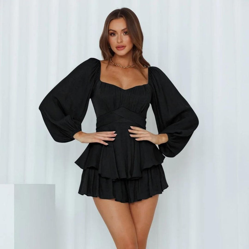 Elegantes Emma Minikleid mit Langen Ärmeln und Lagenrock