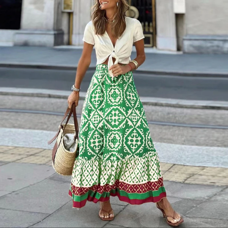 Liana – Trendiger High-Waist Rock mit geometrischem Muster