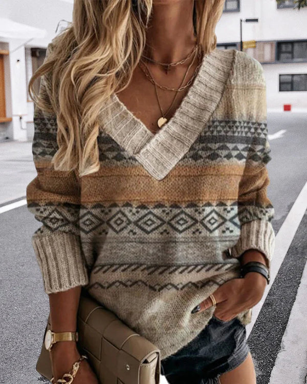 Helga - Eleganter Damenpullover mit V-Ausschnitt