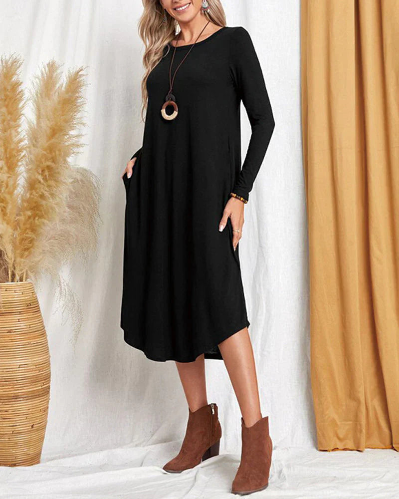 Warmes, Bequemes Langärmeliges Kleid für Dich zum Tragen