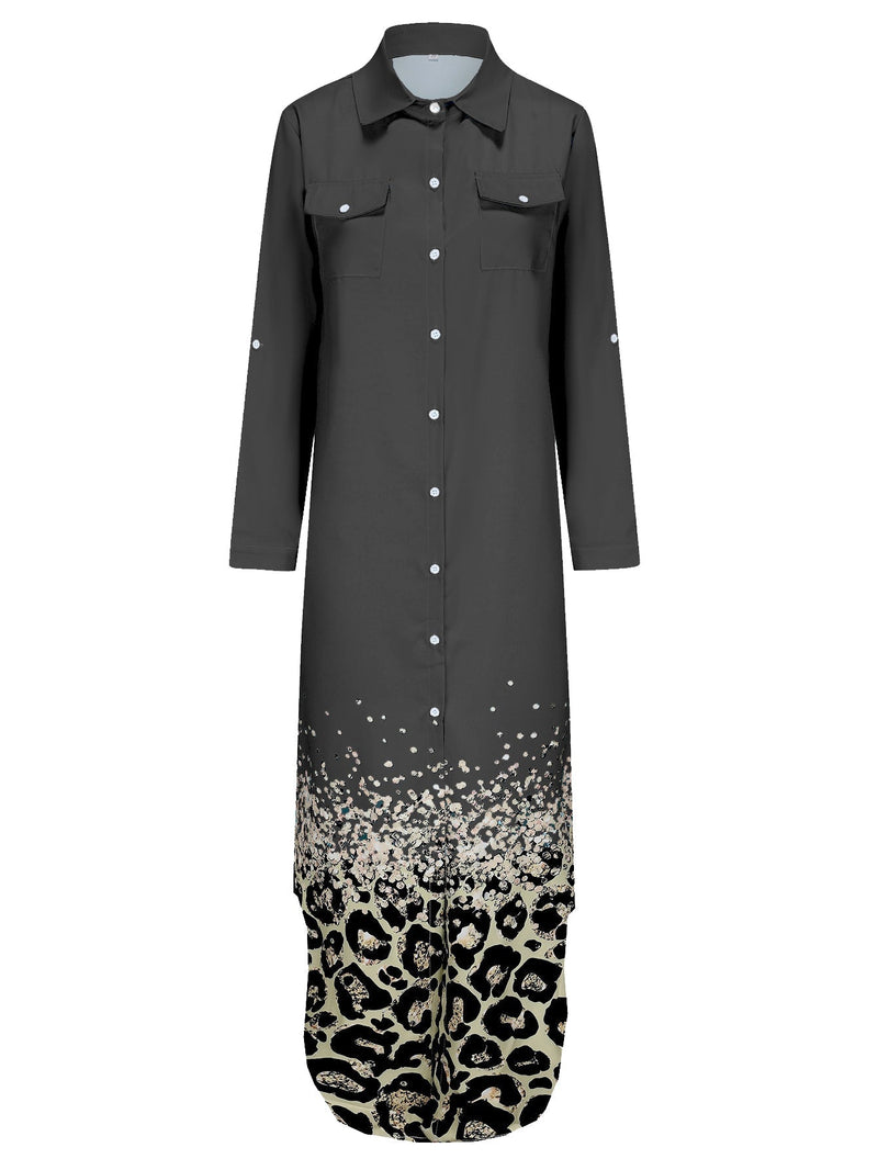 Warmes Damen Kleid mit Hemdkragen in Schwarz für dich