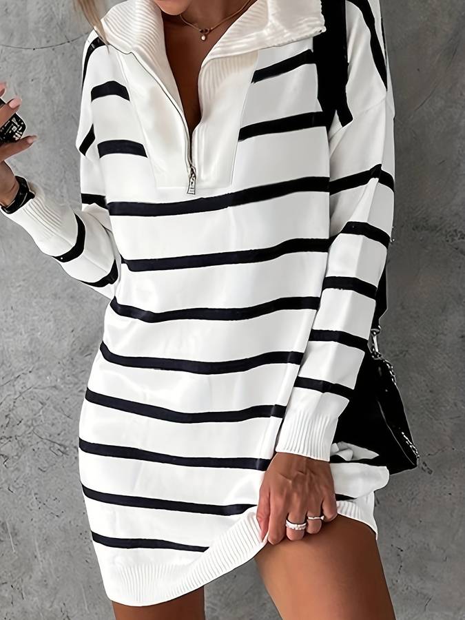 Elegantes Gestreiftes Kleid Für Den Warmen Sommer Spaß