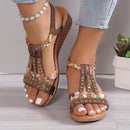 Bequeme und Schöne Leichtes - Boho Glam Keilsandalen