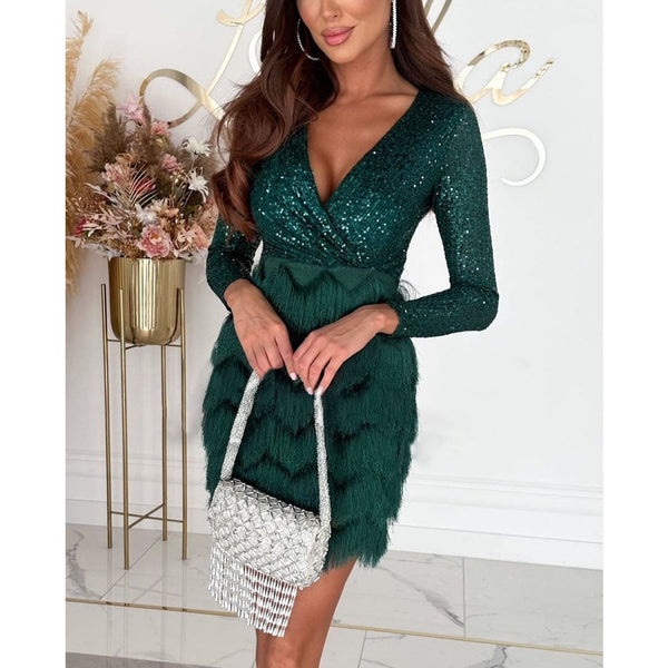 Elegantes Glitter Mini Kleid für Frauen