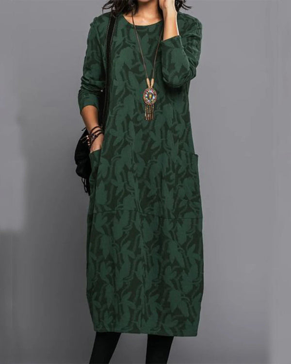 Weiches Boheme Herbstkleid mit langen Ärmeln für Frauen