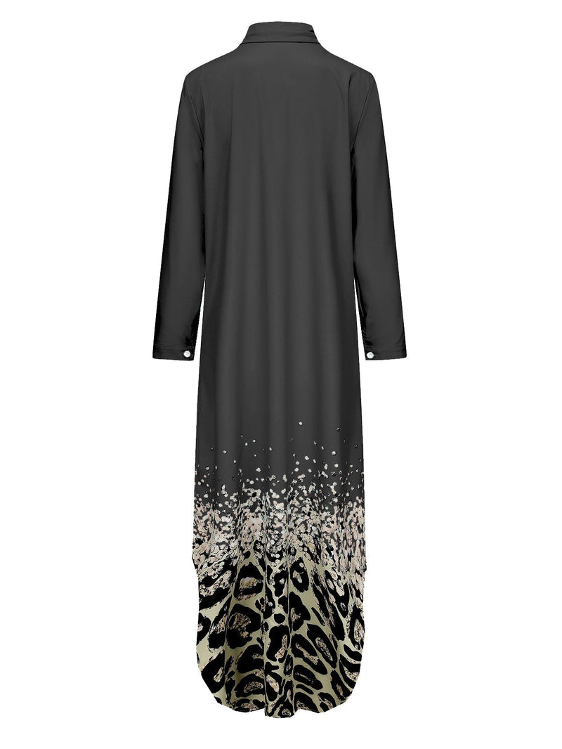 Warmes Damen Kleid mit Hemdkragen in Schwarz für dich