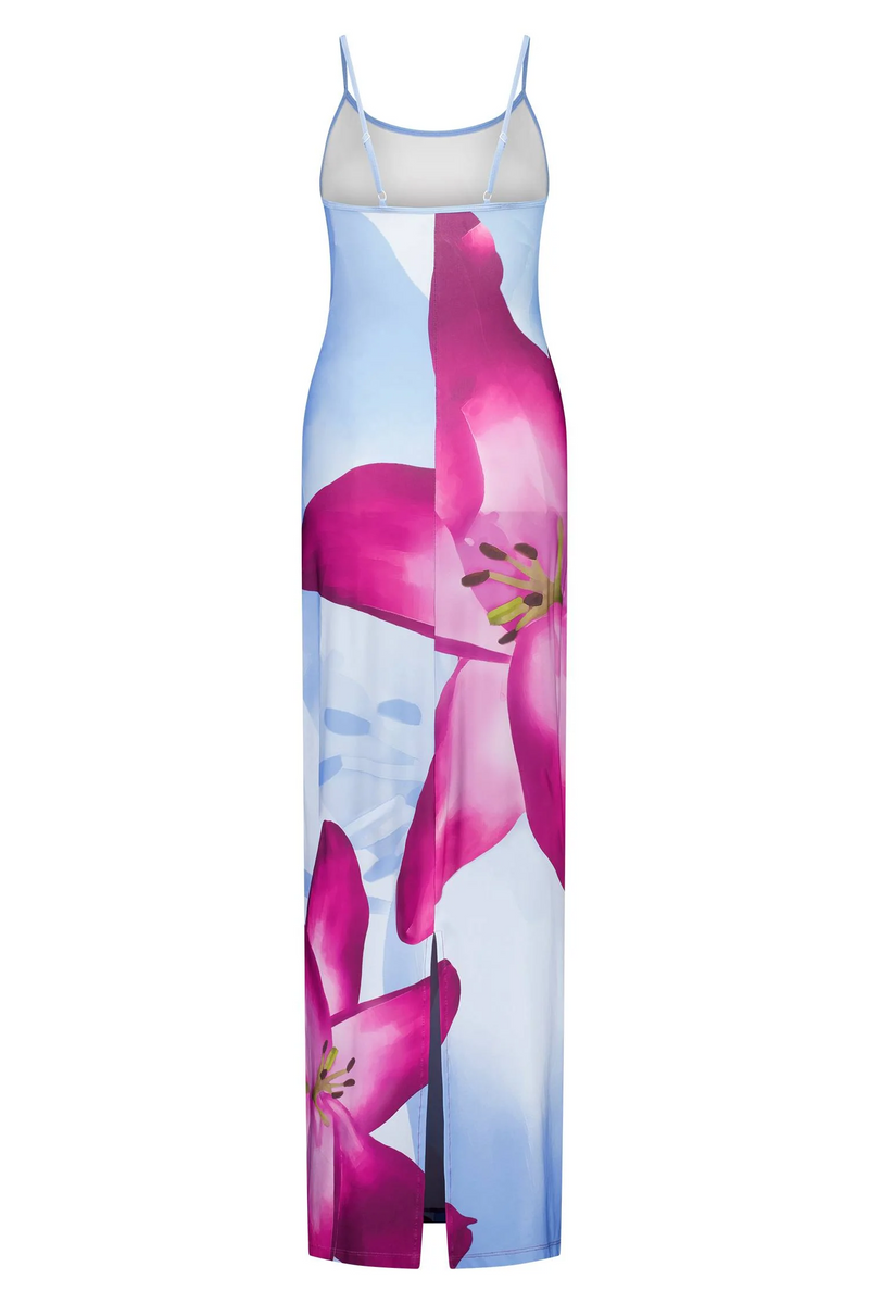 Bequemes Kleid Mit Wunderschönem Fuchsia Bloom Design