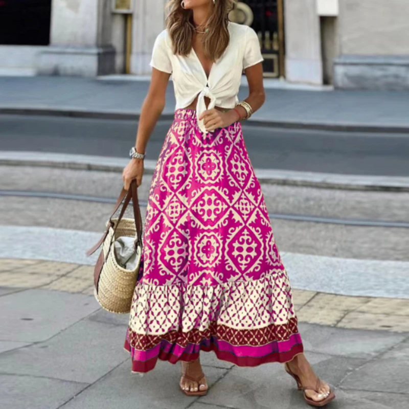 Liana – Trendiger High-Waist Rock mit geometrischem Muster