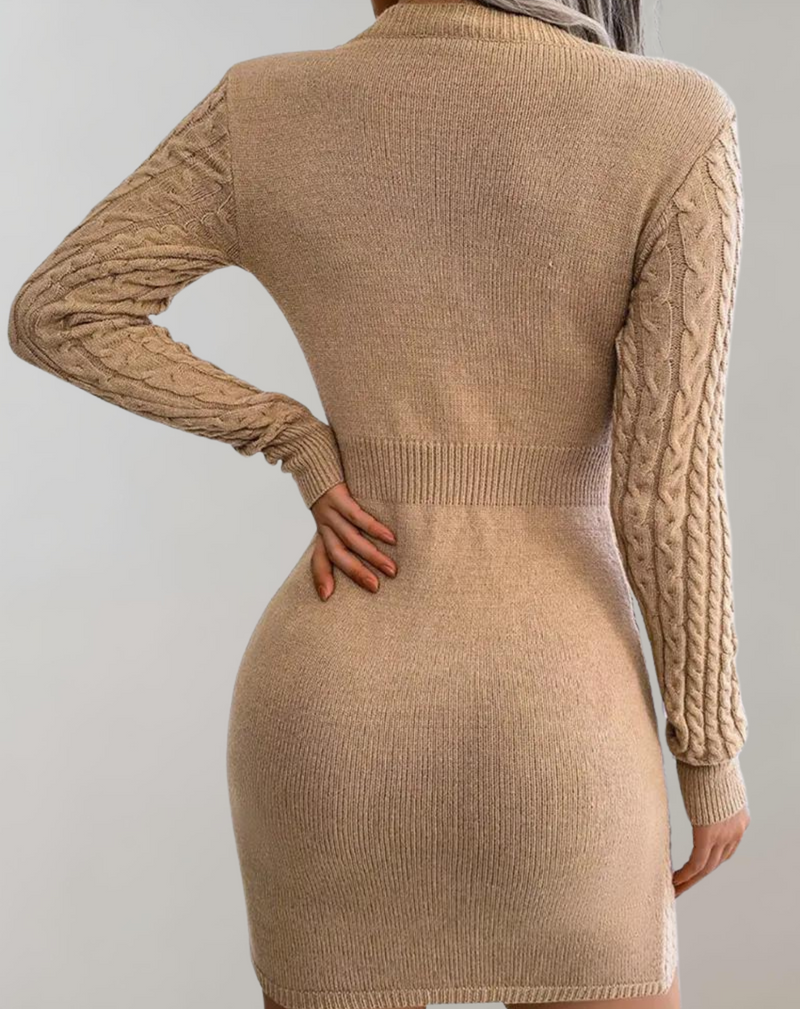 Elegantes Emma-Durchbrochenes Minikleid aus Strick für Damen