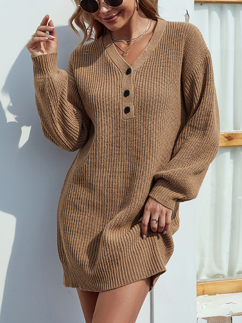 Elegantes Karamell Mini Pullover Kleid für Frauen