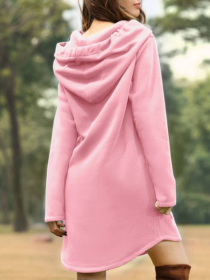 Bequemes Rotes Kapuzen Sweatshirtkleid mit Taschen für Kinder