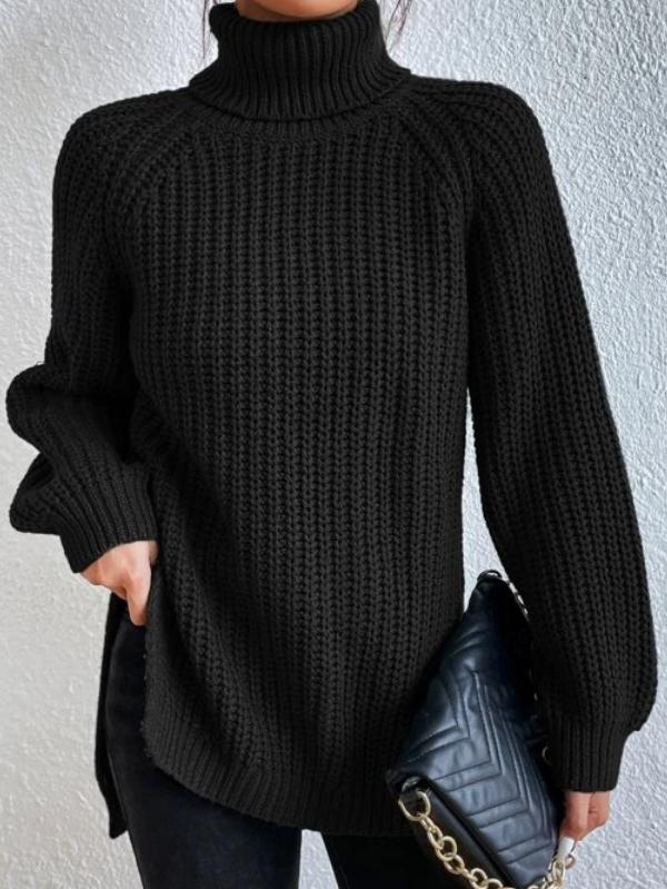 Paul - Schwarzer Pullover mit langem Ärmel und hohem Rollkragen