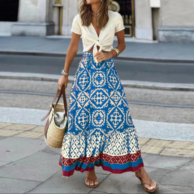 Liana – Trendiger High-Waist Rock mit geometrischem Muster