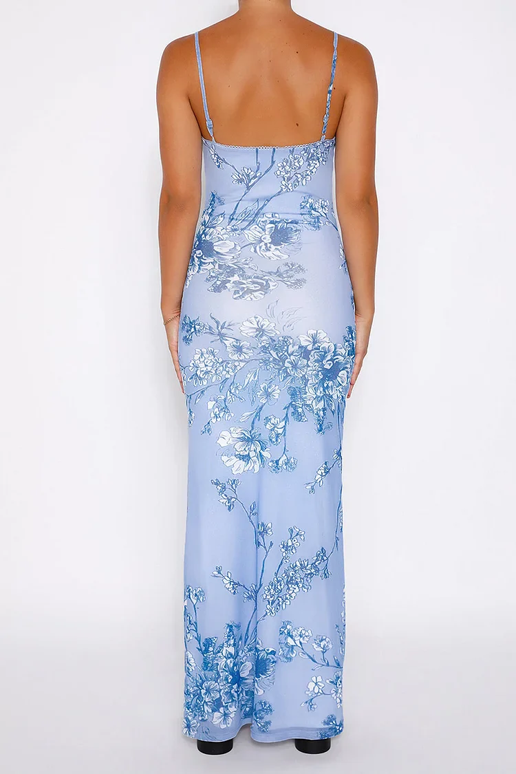 Elegantes Henriette Florales Maxikleid mit V-Ausschnitt Damen