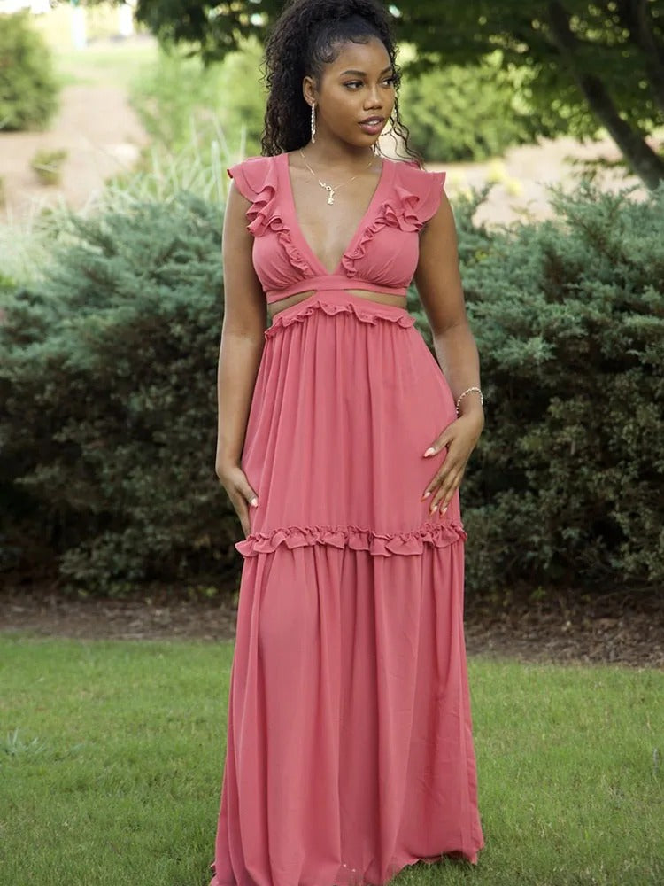 Elegantes Adelheid - Rückenfreies Spitzen-Maxikleid für Damen