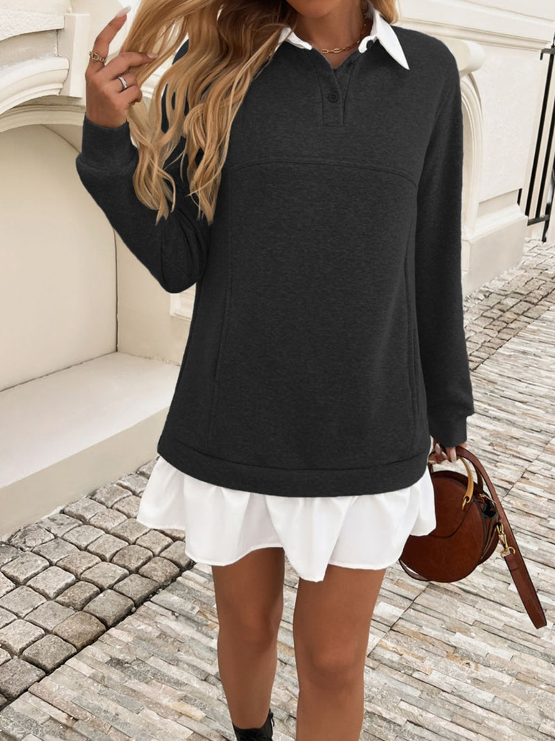 Elegantes Emma Herbst Rüschens Mini Kleid für Frauen