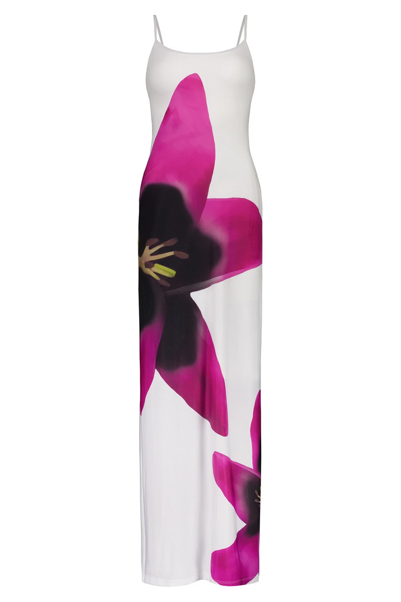 Bequemes Kleid Mit Wunderschönem Fuchsia Bloom Design