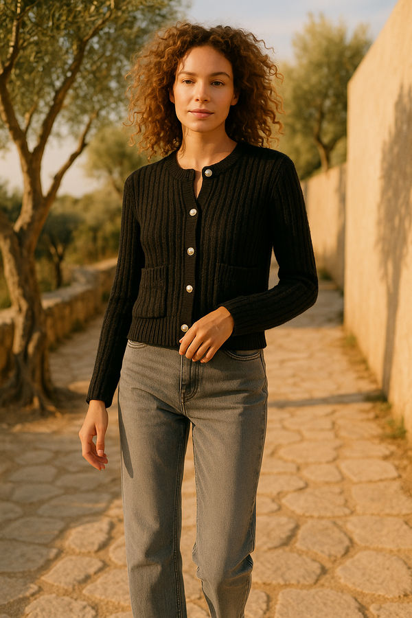 Lässige Strickjacke mit Knopfleiste