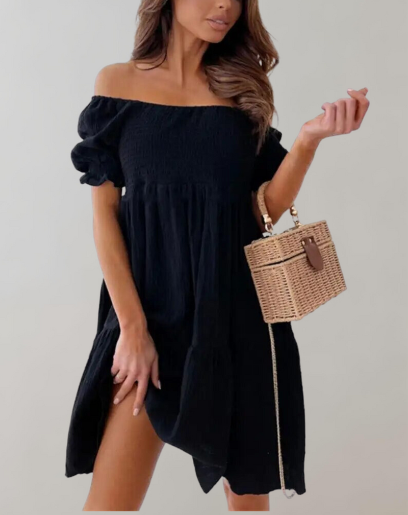 Weiches Lady Slash Neck Weiß Strandkleid für dich Kleid