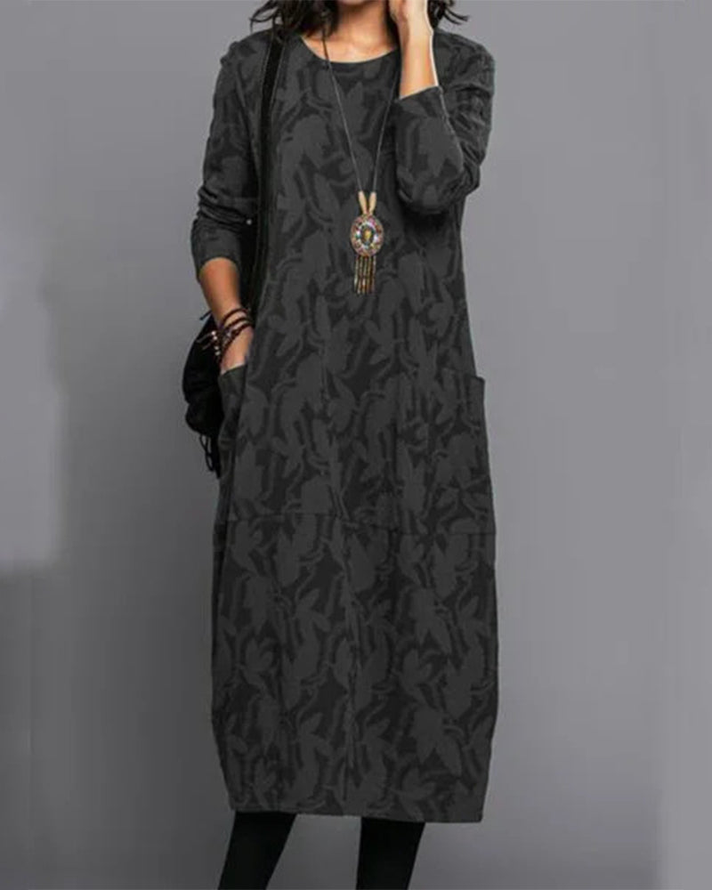 Weiches Boheme Herbstkleid mit langen Ärmeln für Frauen