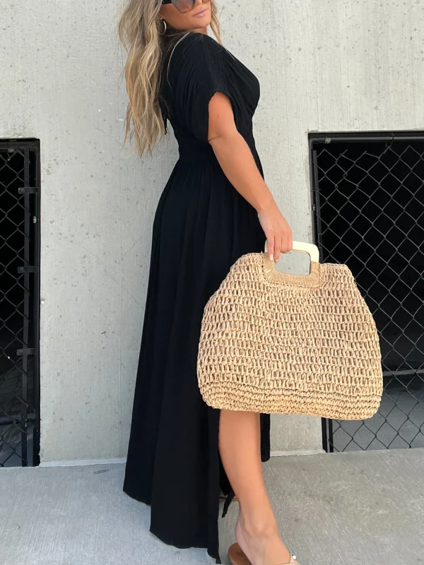 Elegantes Kleid mit geschlitztem V-Ausschnitt für dich