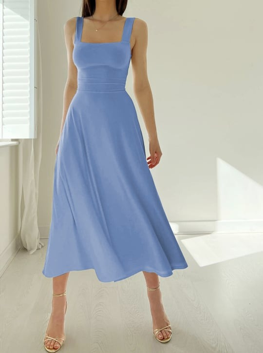 Elegantes Antonia Damen Midikleid mit breiten Trägern