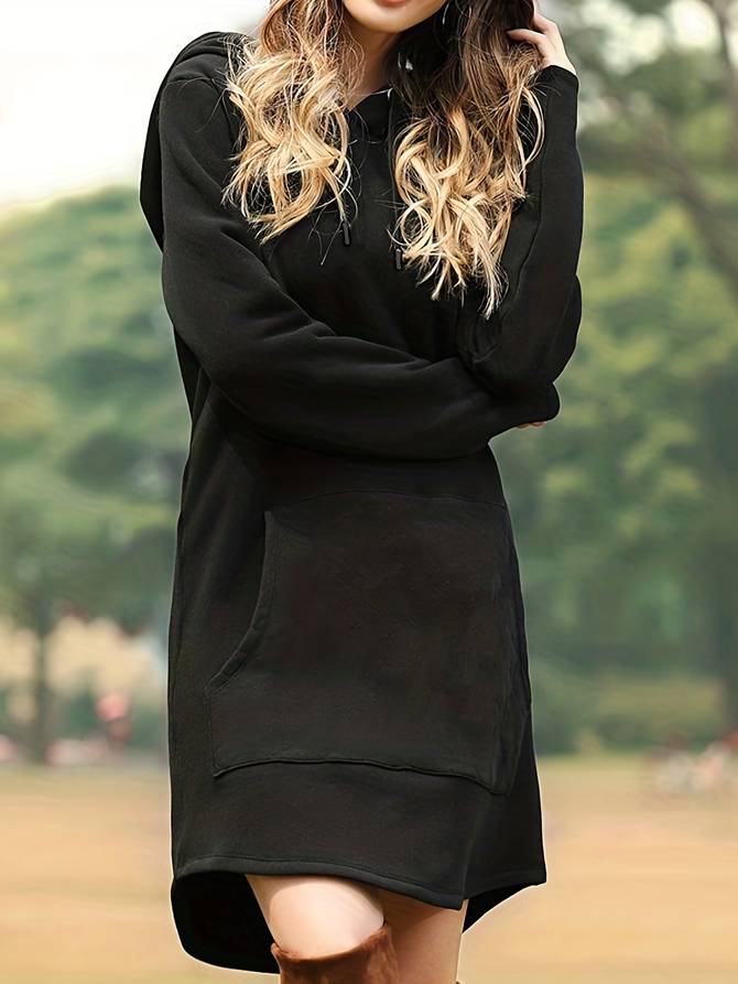 Bequemes Rotes Kapuzen Sweatshirtkleid mit Taschen für Kinder