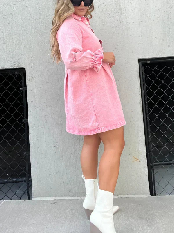 Bequemes Leichtes Denim Hemd Kleid für dich für Frauen