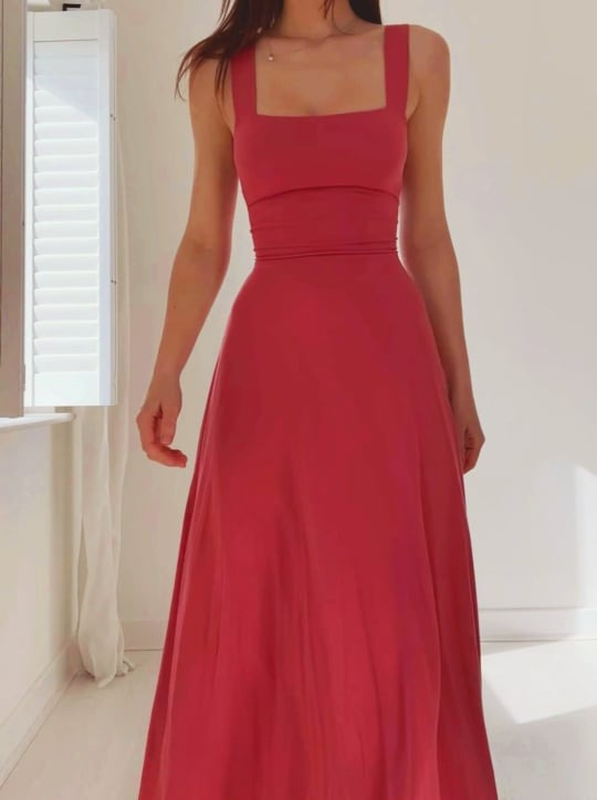 Elegantes Antonia Damen Midikleid mit breiten Trägern