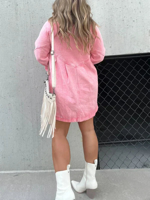Bequemes Leichtes Denim Hemd Kleid für dich für Frauen