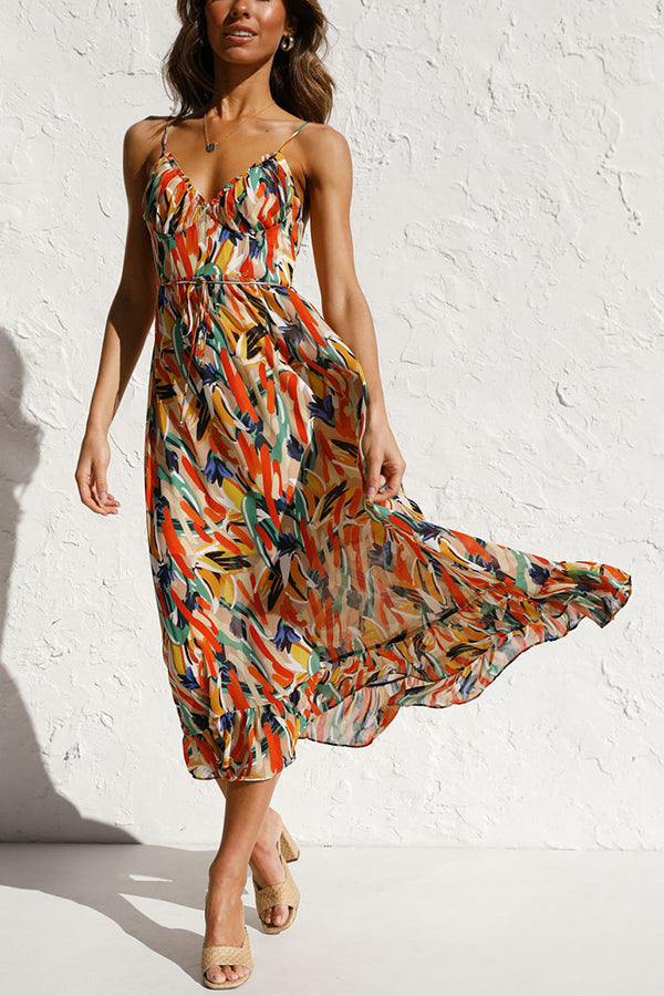 Buntes, Verspieltes Josefine Midikleid für Damen im Sommer
