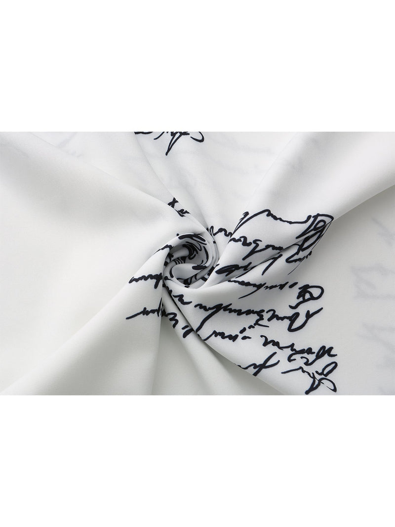 Bequemes | Leichtes Langarmkleid mit Message-Print in Weiß