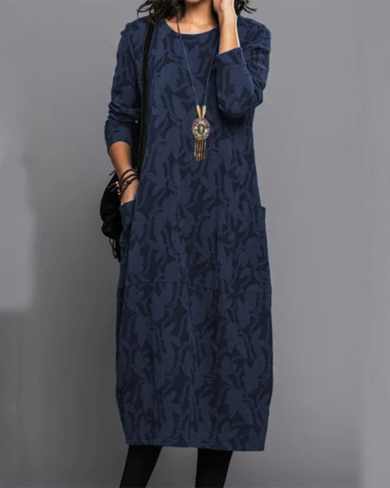 Weiches Boheme Herbstkleid mit langen Ärmeln für Frauen
