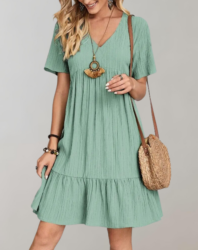 Elegantes Emma- Damen Lässiges Mini Kleid für den Sommer