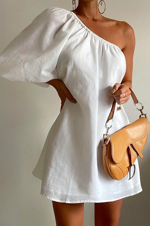Elegantes Mit Einem Schulter 3/4 Ärmel Kleid