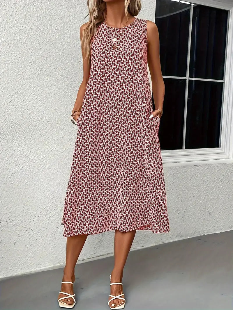Schönes, Lässiges Kleid Mit Alloverdruck und Tasche