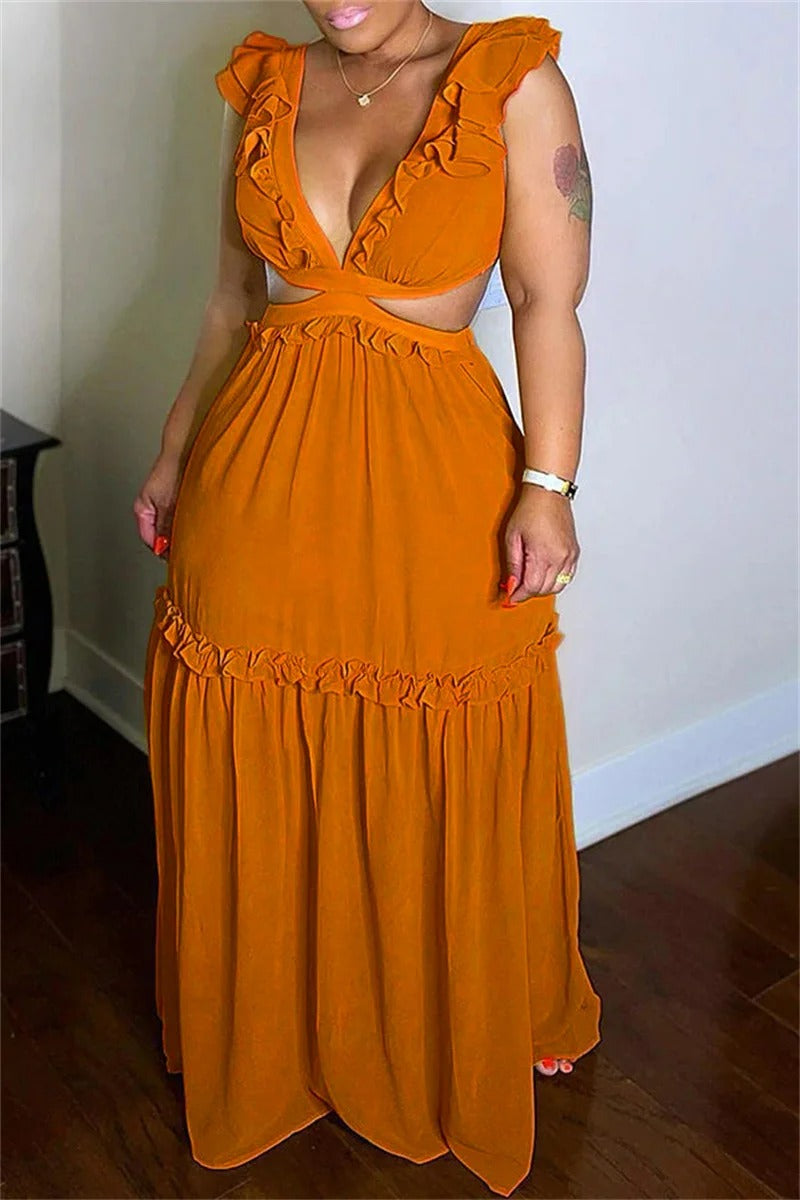 Elegantes Adelheid - Rückenfreies Spitzen-Maxikleid für Damen