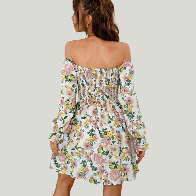 Bequemes Kleid mit Blumenmuster und eckigem Ausschnitt für dich