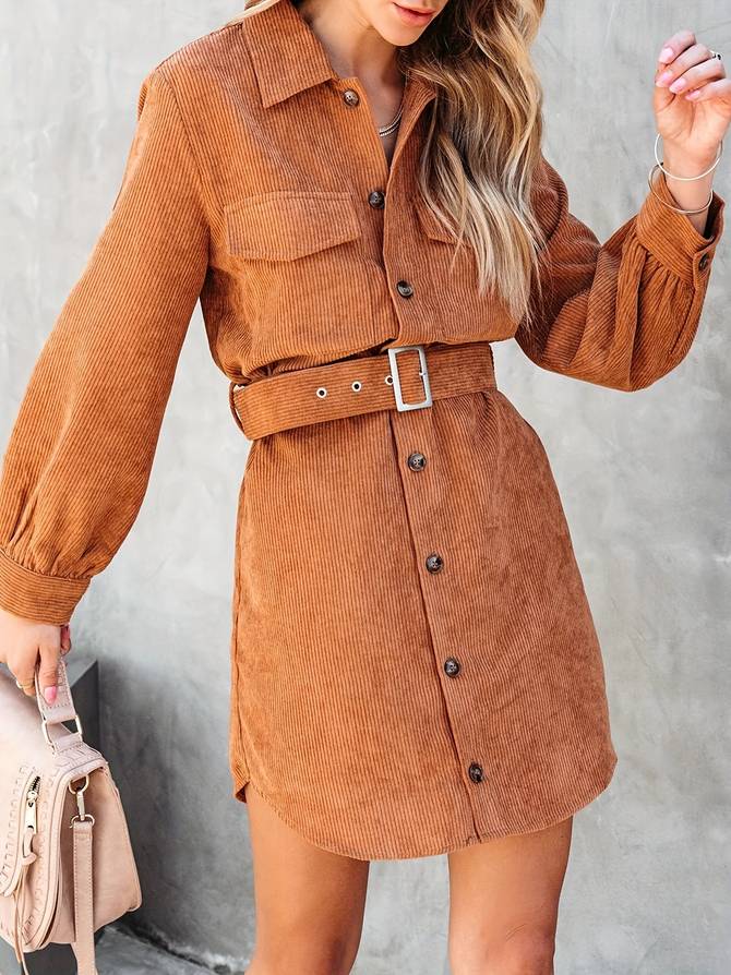Elegantes Emma -Corduroy Mini Kleid für jeden Anlass