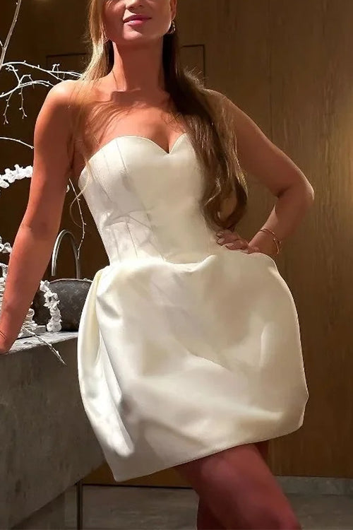 Elegantes  Herz Ausschnitt Strapless Mini Partykleid