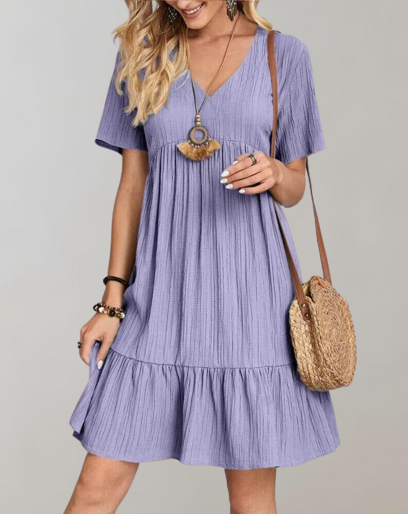 Elegantes Emma- Damen Lässiges Mini Kleid für den Sommer