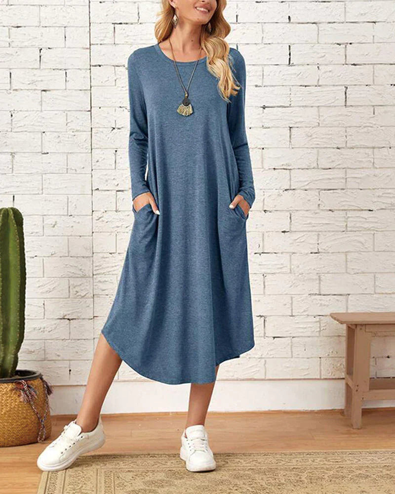 Warmes, Bequemes Langärmeliges Kleid für Dich zum Tragen