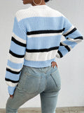 Livia - Trendy Colorblock Strickpullover mit fallenden Schultern