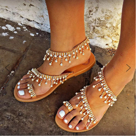 Bequeme Warme Sandalen Für Dich Mit Perlen Schmuck