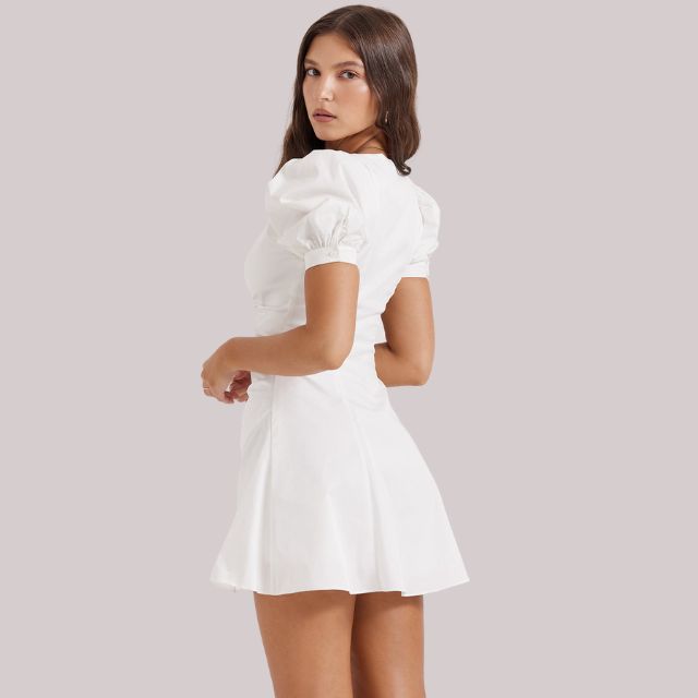 Elegantes Emma -Baumwoll-Minikleid mit Knopfleiste für Damen