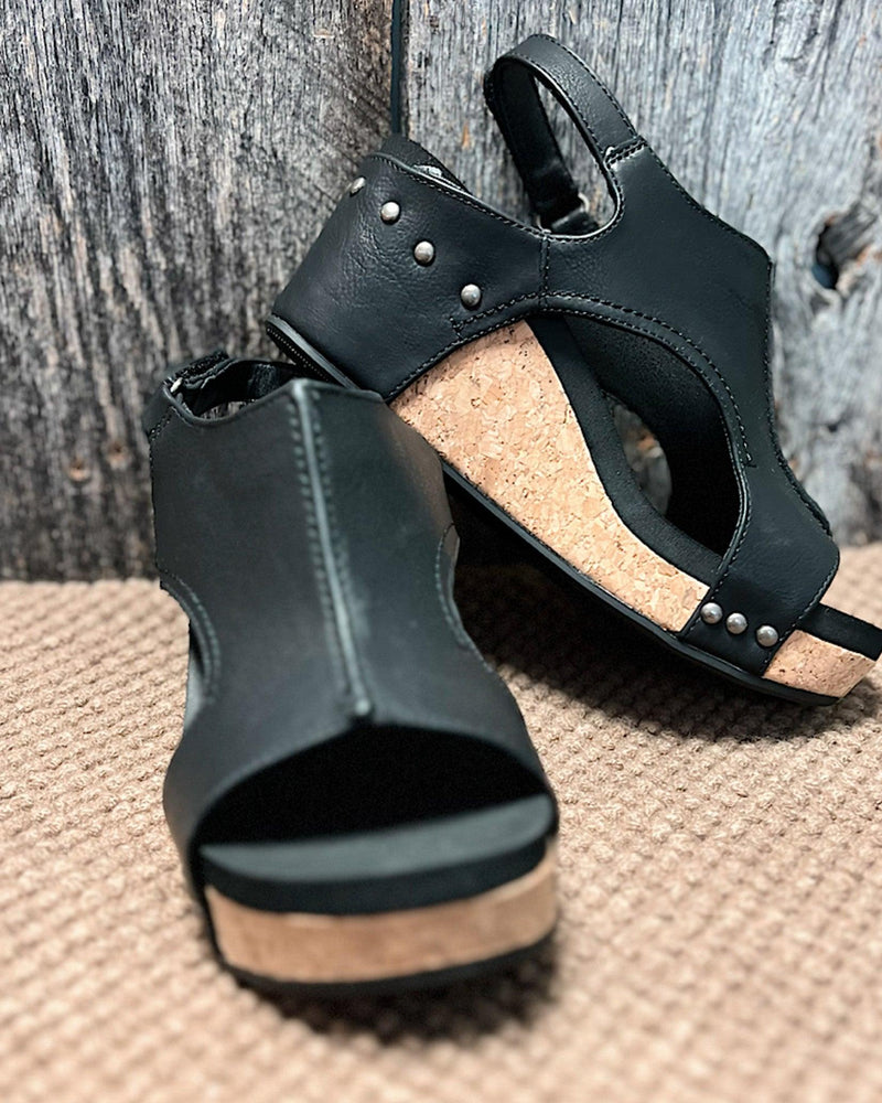 Kuschelige Damen Sandalen mit Keilabsatz aus Kork