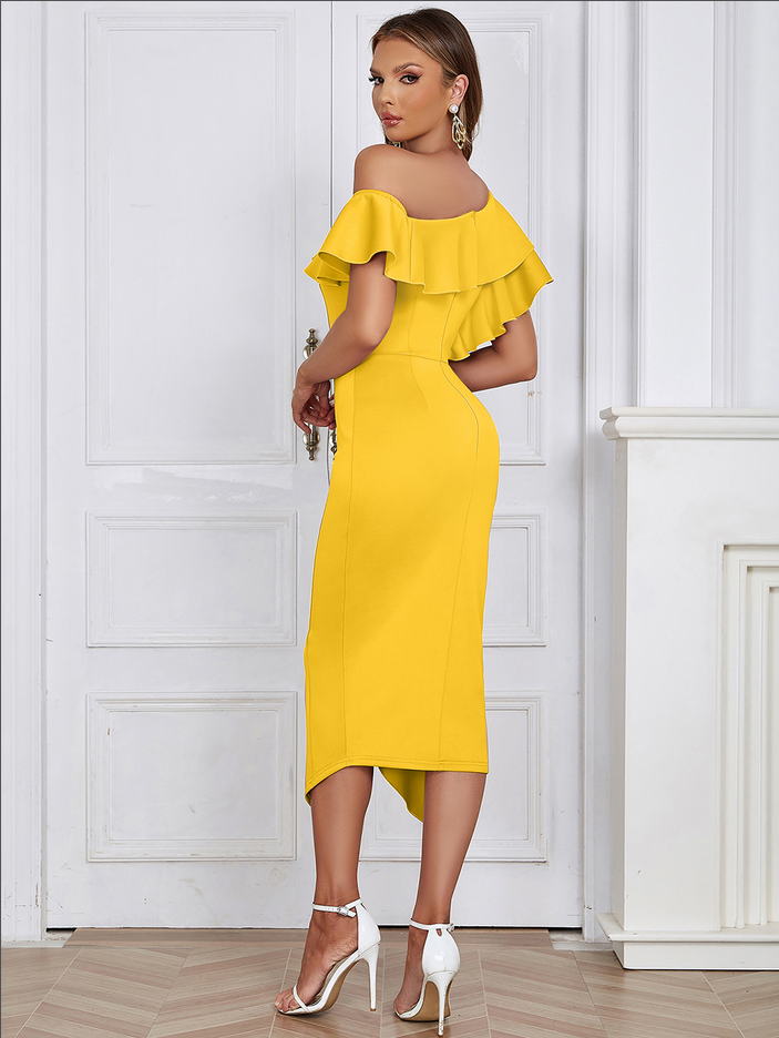 Elegantes Annelie Midikleid mit Rüschenkragen für Frauen