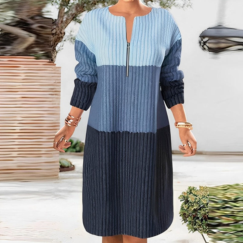 Bequemes Lässiges Herbst Kleid mit Reißverschluss für dich