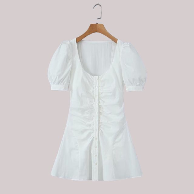 Elegantes Emma -Baumwoll-Minikleid mit Knopfleiste für Damen